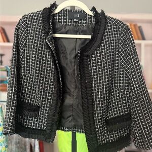 Black and White Women's Jacket with fringe